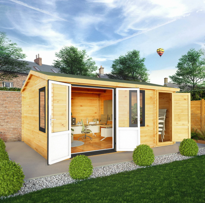 5.1m x 4m Home Office Elite With Side Shed - UPVC Anthracite - Ornate Outbuildings 