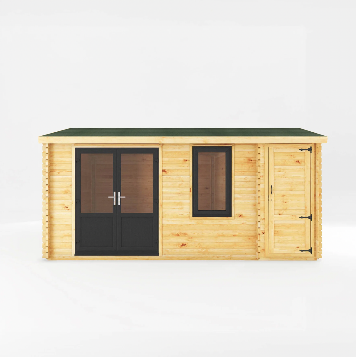 5.1m x 4m Home Office Elite With Side Shed - UPVC Anthracite - Ornate Outbuildings 