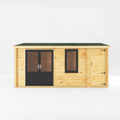 5.1m x 4m Home Office Elite With Side Shed - UPVC Anthracite - Ornate Outbuildings 