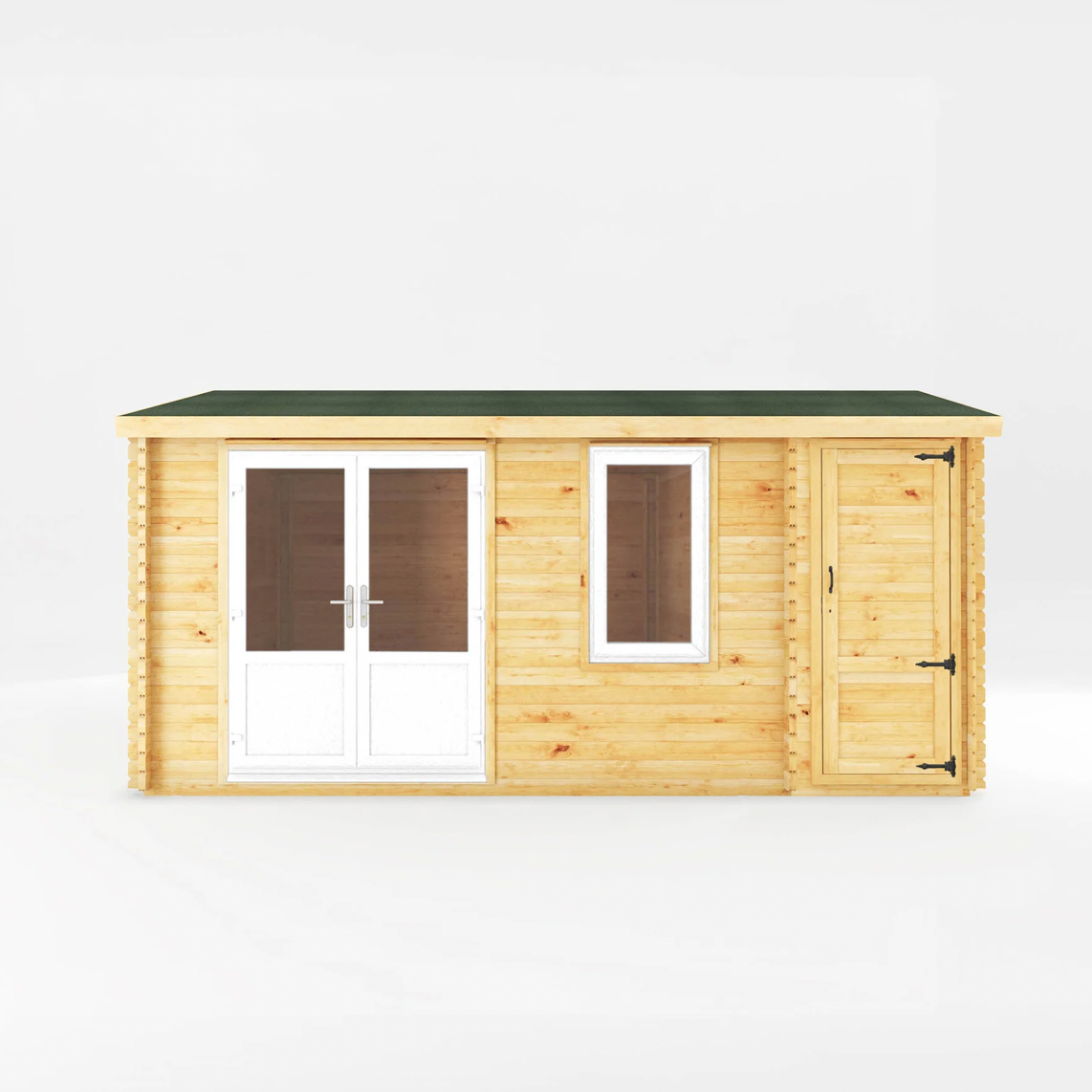 5.1m x 4m Home Office Elite With Side Shed - UPVC White - Ornate Outbuildings 