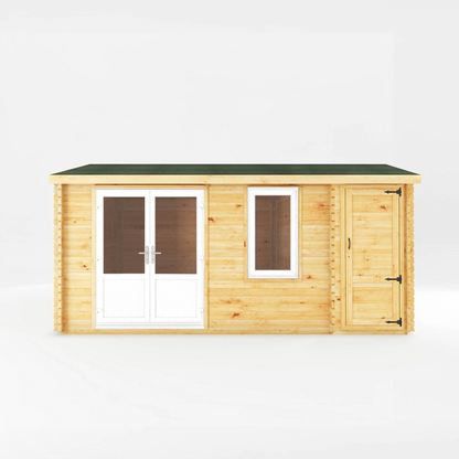 5.1m x 4m Home Office Elite With Side Shed - UPVC White - Ornate Outbuildings 
