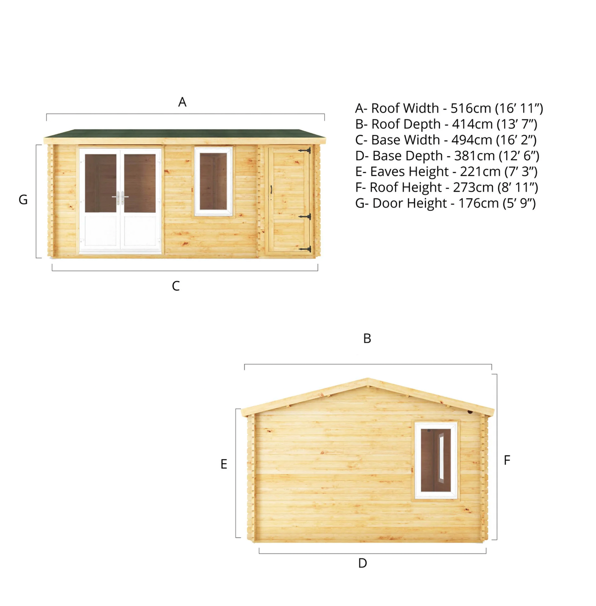 5.1m x 4m Home Office Elite With Side Shed - UPVC White - Ornate Outbuildings 