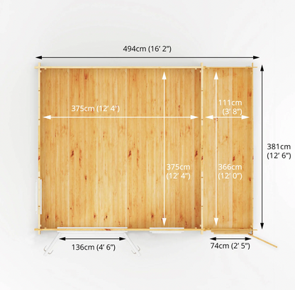 5.1m x 4m Home Office Elite With Side Shed - UPVC White - Ornate Outbuildings 