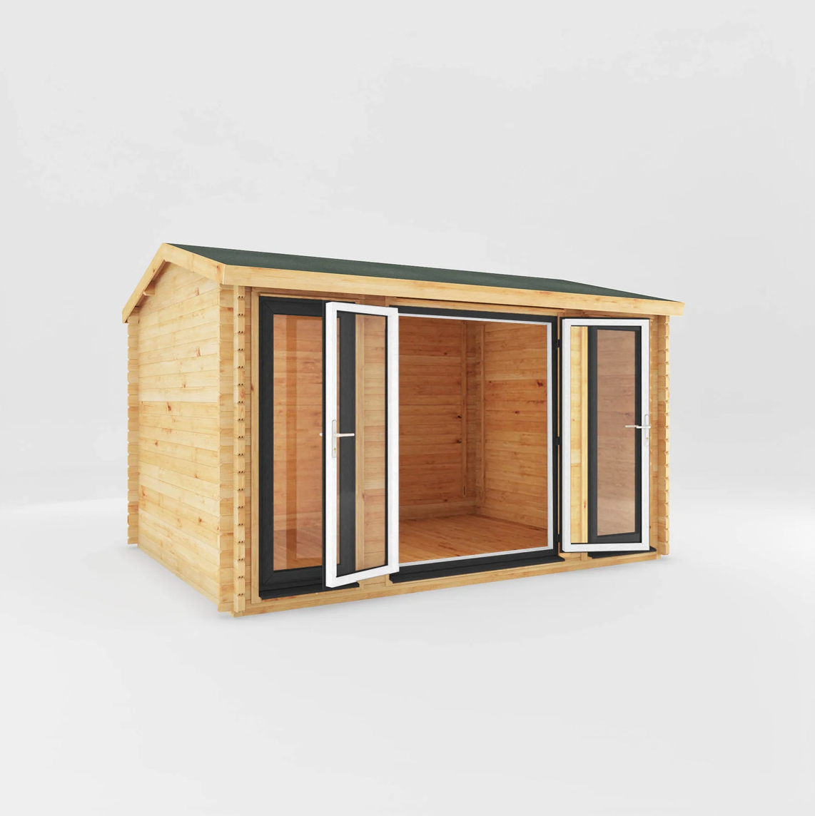 4m x 3m Home Office Studio Log Cabin - UPVC Anthracite - Ornate Outbuildings 