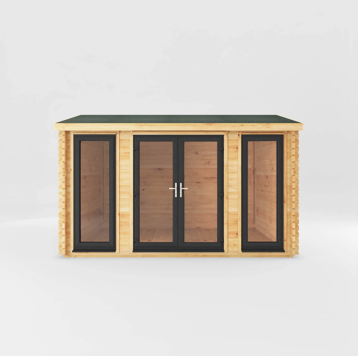 4m x 3m Home Office Studio Log Cabin - UPVC Anthracite - Ornate Outbuildings 