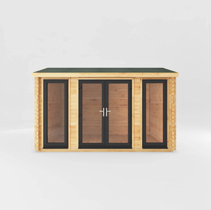 4m x 3m Home Office Studio Log Cabin - UPVC Anthracite - Ornate Outbuildings 