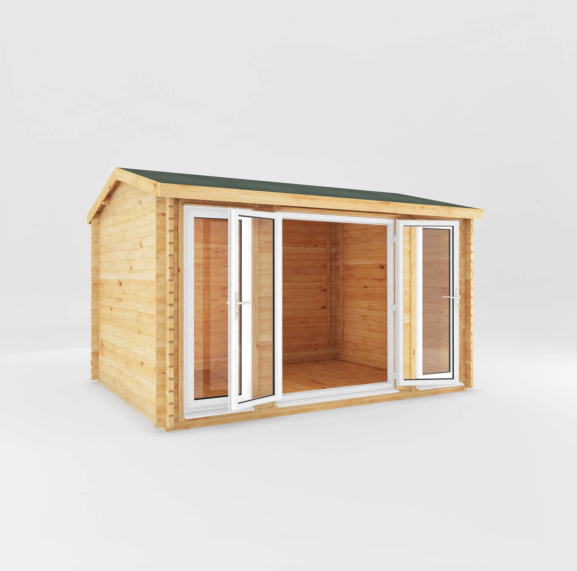 4m x 3m Home Office Studio Log Cabin - UPVC White - Ornate Outbuildings 