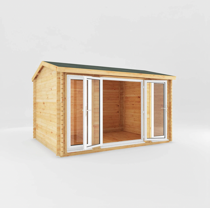 4m x 3m Home Office Studio Log Cabin - UPVC White - Ornate Outbuildings 