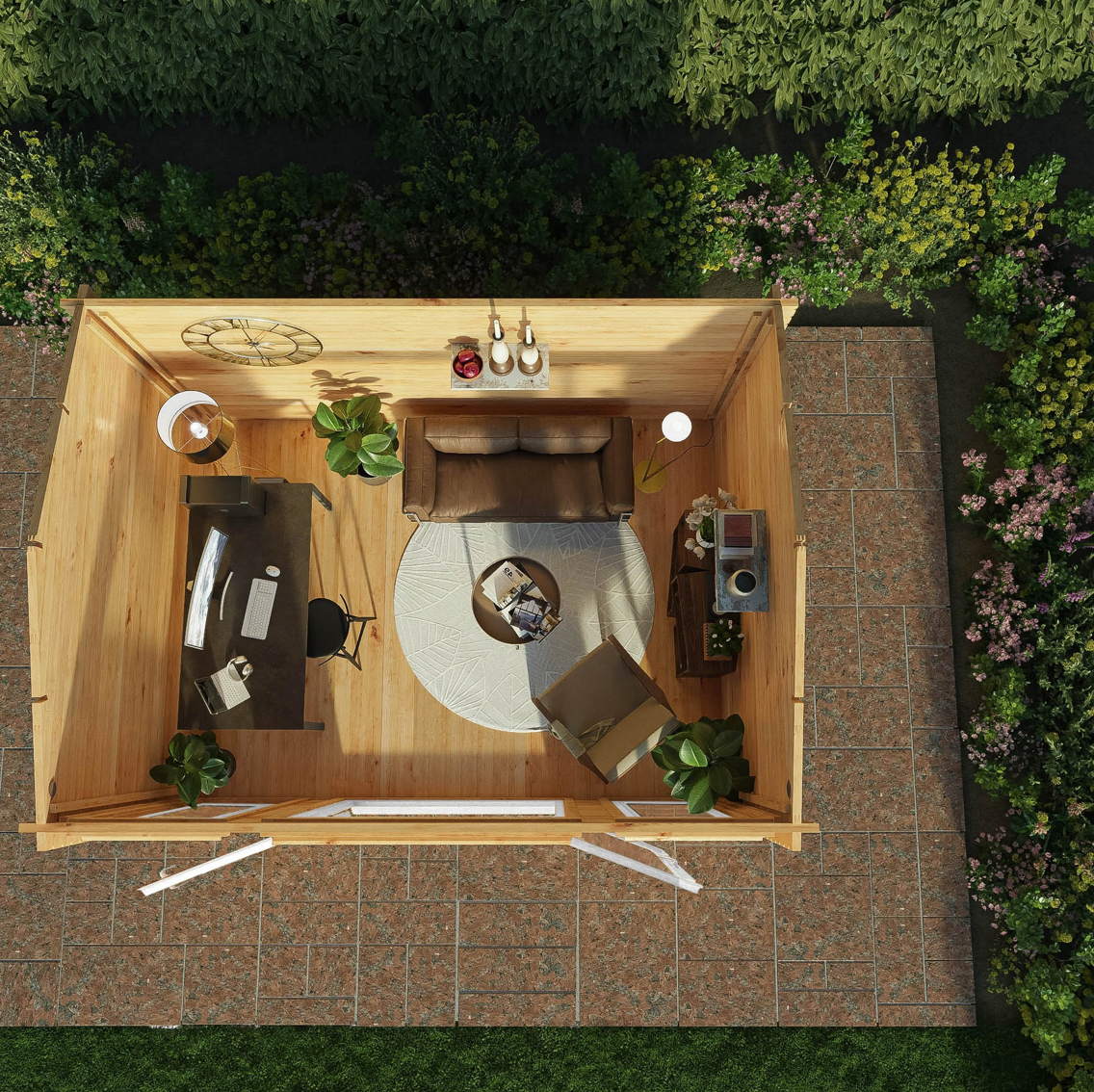 4m x 3m Home Office Studio Log Cabin - UPVC White - Ornate Outbuildings 