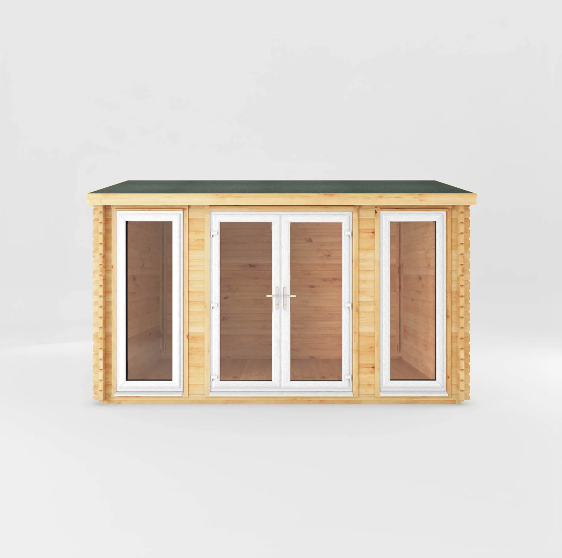 4m x 3m Home Office Studio Log Cabin - UPVC White - Ornate Outbuildings 