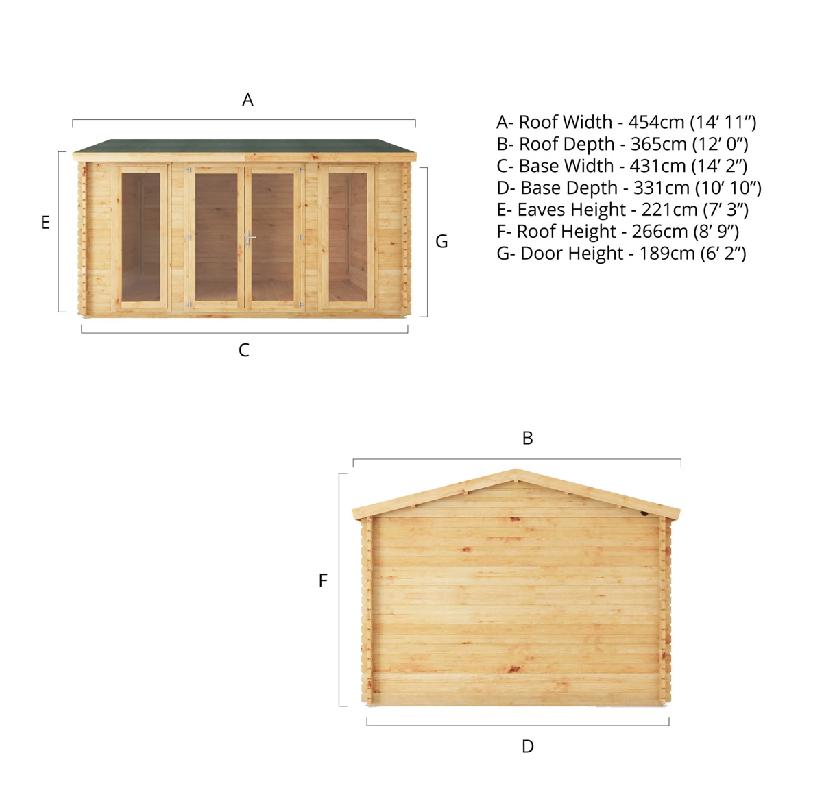 4.5m x 3.5m Home Office Studio Log Cabin - 44mm - Ornate Outbuildings 