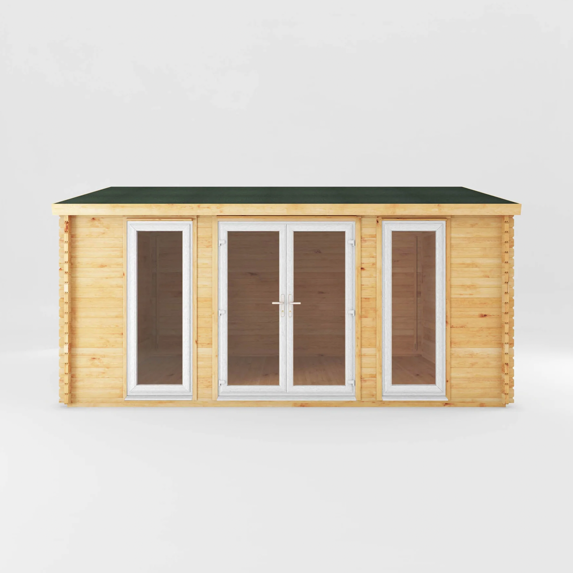 5m x 4m Home Office Studio Log Cabin - UPVC White - Ornate Outbuildings 