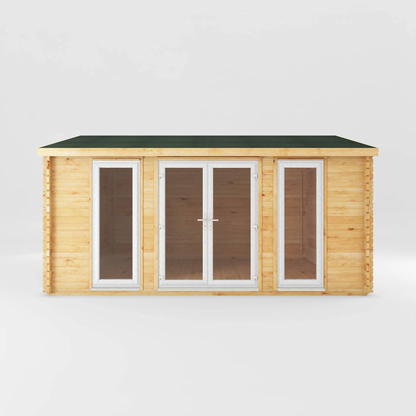 5m x 4m Home Office Studio Log Cabin - UPVC White - Ornate Outbuildings 